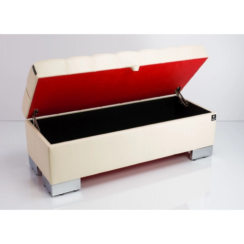 Kufer Pikowany CHESTERFIELD  Eko-Skóra Ecru / Model Q-4 Rozmiary od 50 cm do 200 cm